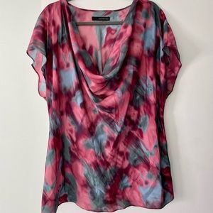 Watercolor Calvin Klein top, super-flattering Cowl Neck, lovely & feminine 2X